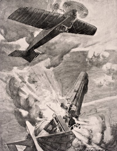 Flight Sub-Lieutenant Warneford VC Bombs and Destroys Zeppelin Airship, from 